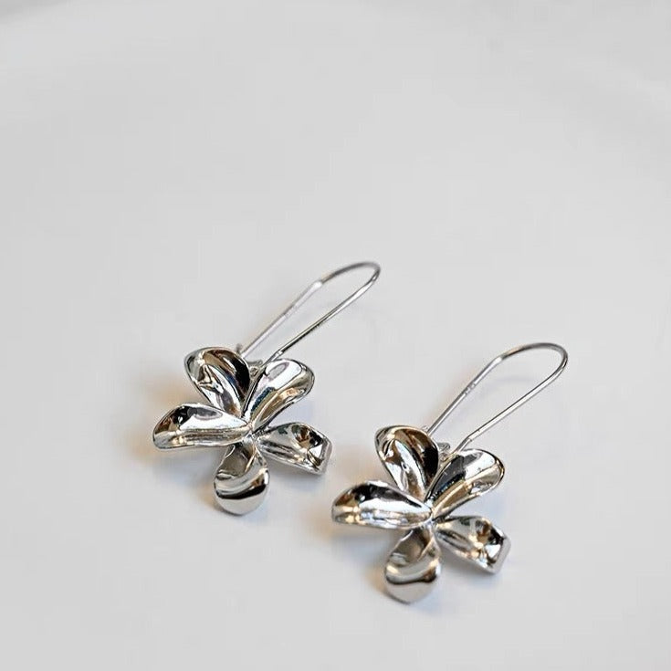 Minimalist Silver Flower Earrings