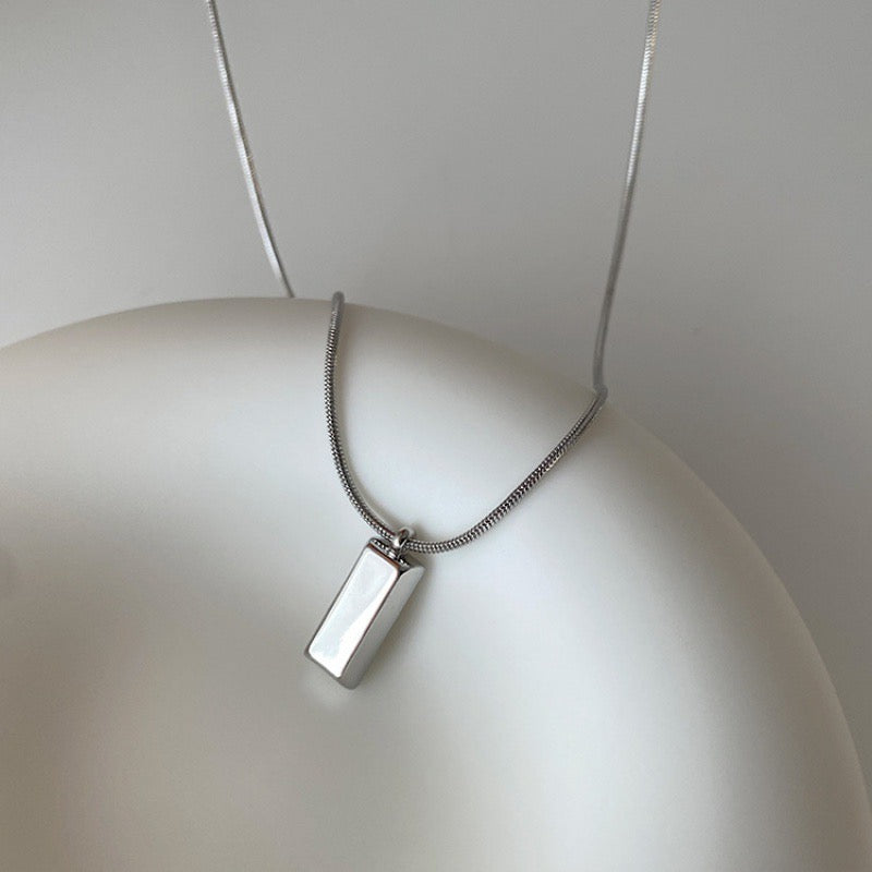 Minimalist Metal Cube Pendant Necklace