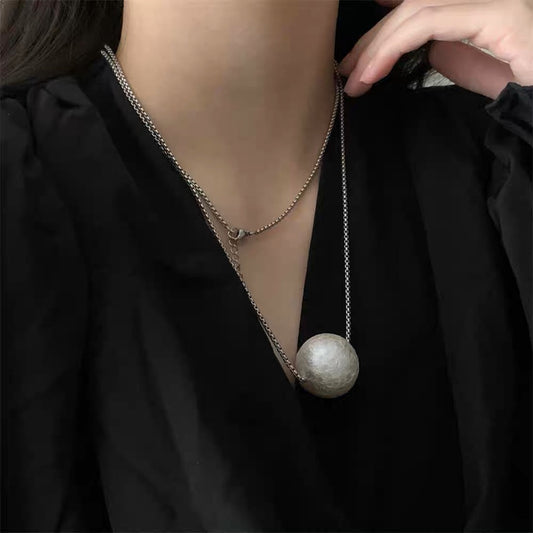 Big Pearl Long Pendant Necklace