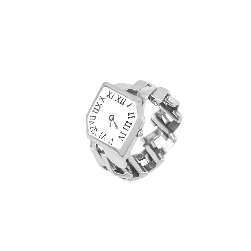 925 Silver  Roman Numeral  Clock Ring